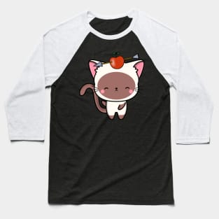 Funny White cat is playing william tell with an apple and arrow Baseball T-Shirt